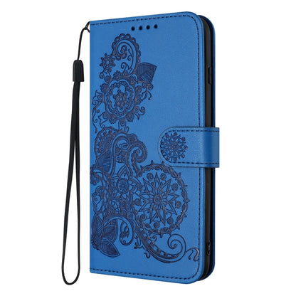 For Xiaomi Redmi Note 13 4G Datura Flower Embossed Flip Leather Phone Case(Blue) - Note 13 Cases by buy2fix | Online Shopping UK | buy2fix