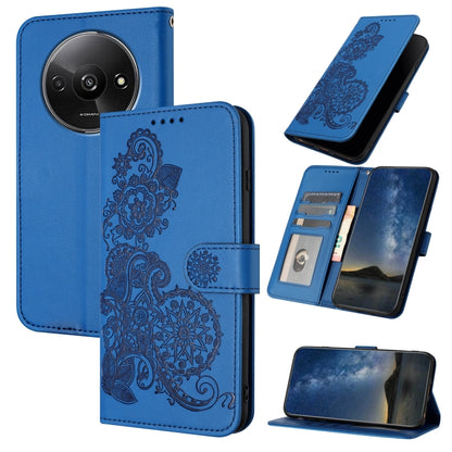 For Xiaomi Redmi A3 Datura Flower Embossed Flip Leather Phone Case(Blue) - Xiaomi Cases by buy2fix | Online Shopping UK | buy2fix