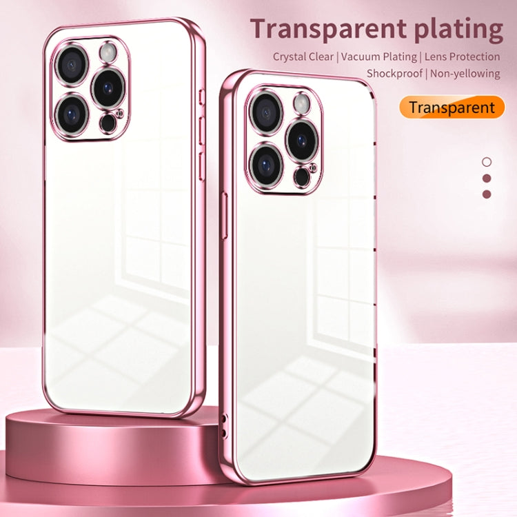 For iPhone 16 Pro Transparent Plating Fine Hole Phone Case(Pink) - iPhone 16 Pro Cases by buy2fix | Online Shopping UK | buy2fix