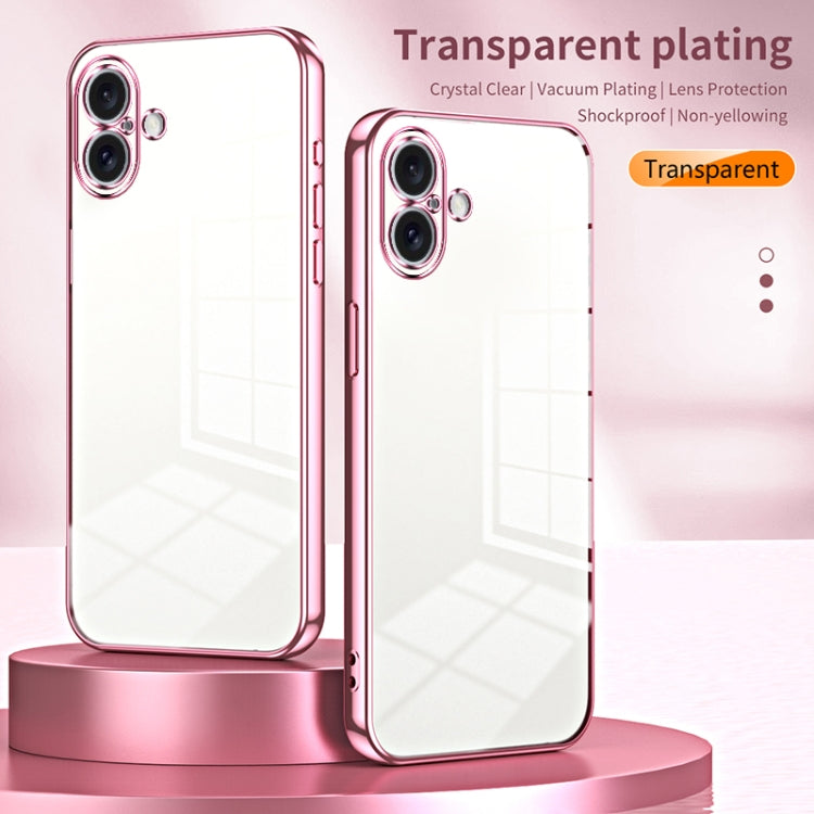 For iPhone 16 Plus Transparent Plating Fine Hole Phone Case(Gold) - iPhone 16 Plus Cases by buy2fix | Online Shopping UK | buy2fix