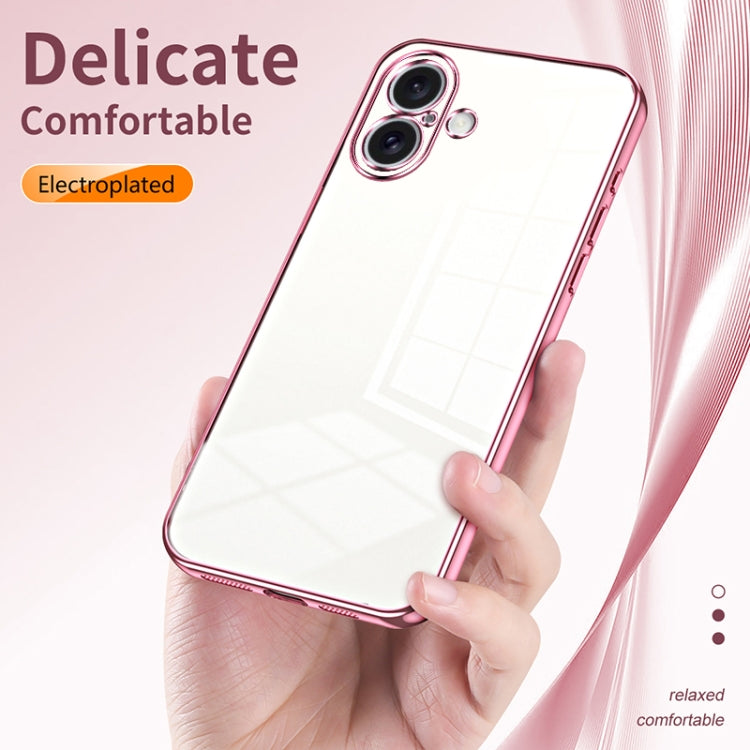 For iPhone 16 Transparent Plating Fine Hole Phone Case(Gold) - iPhone 16 Cases by buy2fix | Online Shopping UK | buy2fix