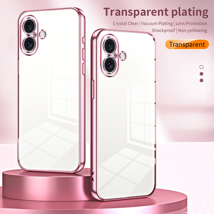 For iPhone 16 Transparent Plating Fine Hole Phone Case(Transparent) - iPhone 16 Cases by buy2fix | Online Shopping UK | buy2fix