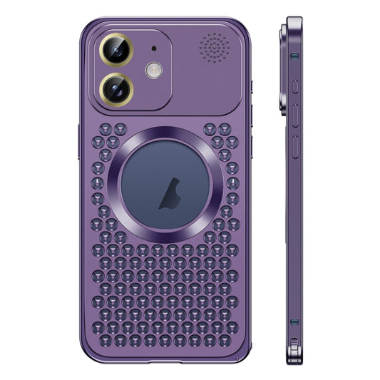 For iPhone 12 Spring Buckle MagSafe Magnetic Metal Aromatherapy Phone Case(Purple) - iPhone 12 / 12 Pro Cases by buy2fix | Online Shopping UK | buy2fix