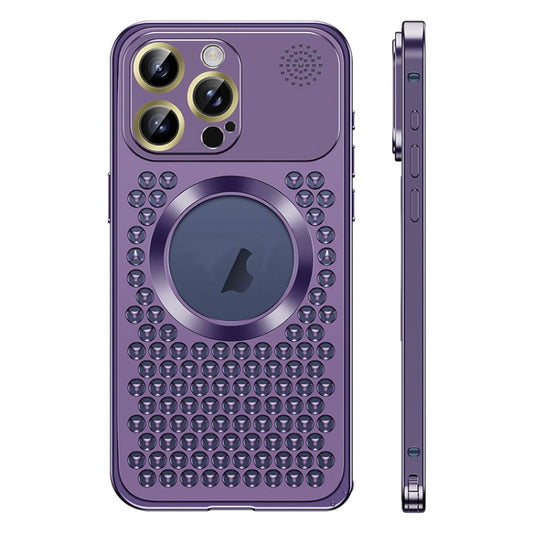For iPhone 13 Pro Spring Buckle MagSafe Magnetic Metal Aromatherapy Phone Case(Purple) - iPhone 13 Pro Cases by buy2fix | Online Shopping UK | buy2fix