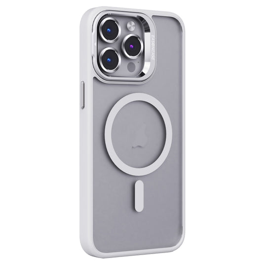 For iPhone 15 Pro Invisible Lens Holder PC + TPU Frosted MagSafe Phone Case(White) - iPhone 15 Pro Cases by buy2fix | Online Shopping UK | buy2fix