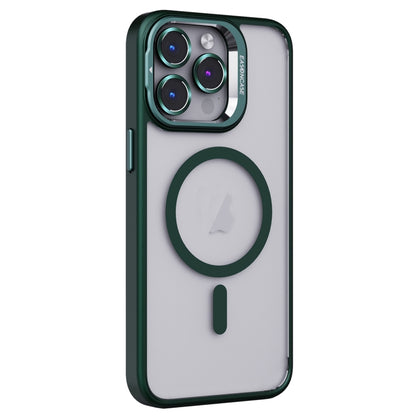 For iPhone 15 Pro Invisible Lens Holder PC + TPU Frosted MagSafe Phone Case(Green) - iPhone 15 Pro Cases by buy2fix | Online Shopping UK | buy2fix