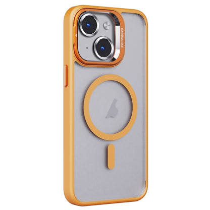 For iPhone 15 Invisible Lens Holder PC + TPU Frosted MagSafe Phone Case(Orange) - iPhone 15 Cases by buy2fix | Online Shopping UK | buy2fix