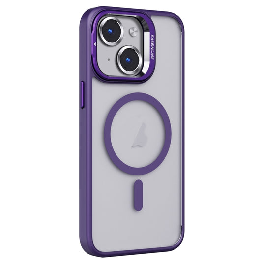 For iPhone 15 Invisible Lens Holder PC + TPU Frosted MagSafe Phone Case(Purple) - iPhone 15 Cases by buy2fix | Online Shopping UK | buy2fix