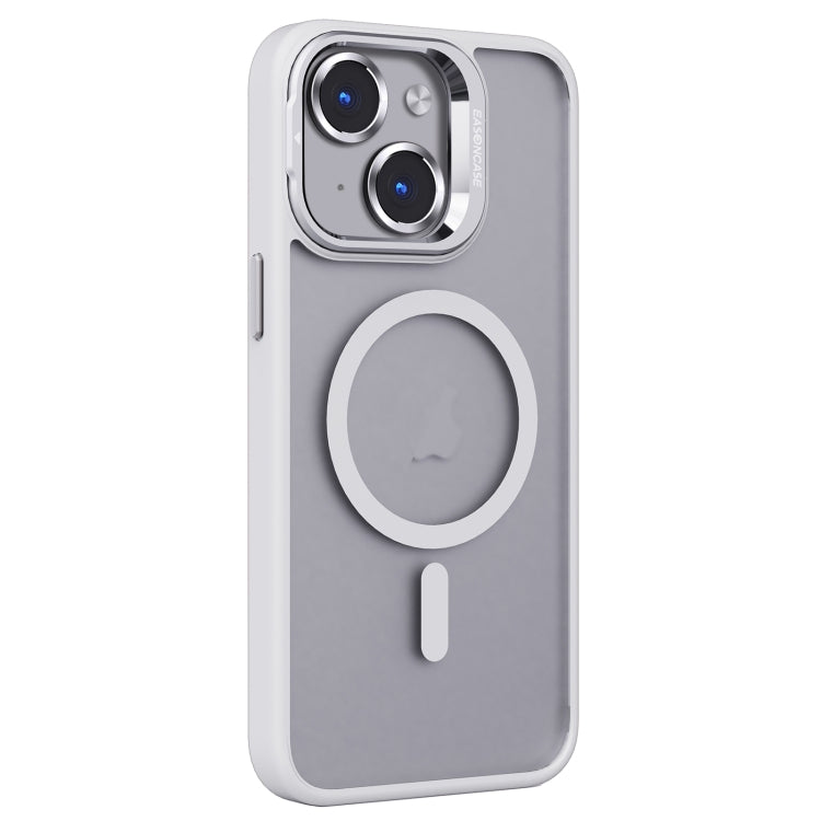 For iPhone 14 Plus Invisible Lens Holder PC + TPU Frosted MagSafe Phone Case(White) - iPhone 14 Plus Cases by buy2fix | Online Shopping UK | buy2fix