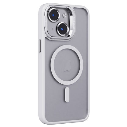 For iPhone 14 Plus Invisible Lens Holder PC + TPU Frosted MagSafe Phone Case(White) - iPhone 14 Plus Cases by buy2fix | Online Shopping UK | buy2fix
