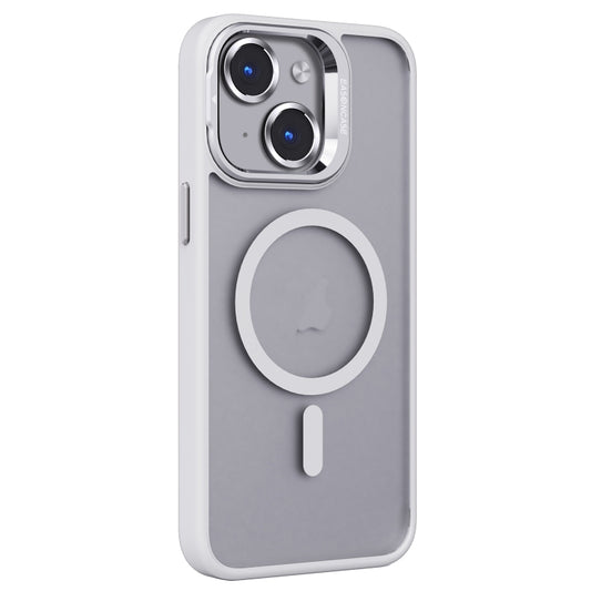 For iPhone 14 Plus Invisible Lens Holder PC + TPU Frosted MagSafe Phone Case(White) - iPhone 14 Plus Cases by buy2fix | Online Shopping UK | buy2fix