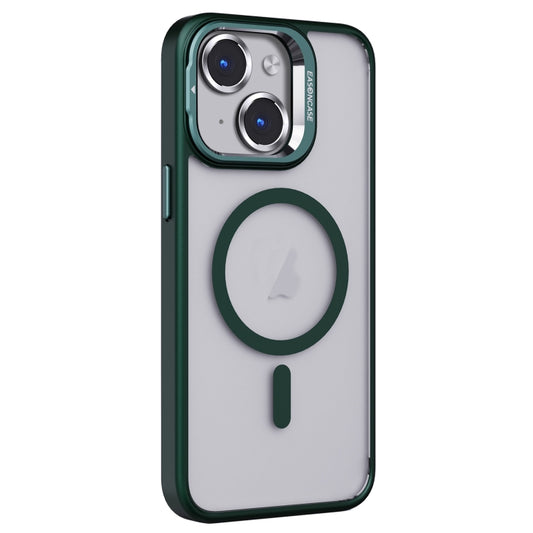 For iPhone 14 Plus Invisible Lens Holder PC + TPU Frosted MagSafe Phone Case(Green) - iPhone 14 Plus Cases by buy2fix | Online Shopping UK | buy2fix