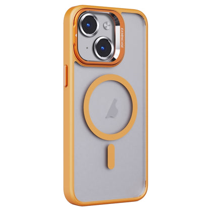 For iPhone 14 Invisible Lens Holder PC + TPU Frosted MagSafe Phone Case(Orange) - iPhone 14 Cases by buy2fix | Online Shopping UK | buy2fix