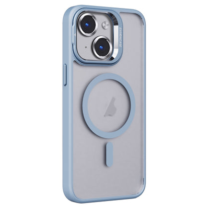 For iPhone 14 Invisible Lens Holder PC + TPU Frosted MagSafe Phone Case(Blue) - iPhone 14 Cases by buy2fix | Online Shopping UK | buy2fix