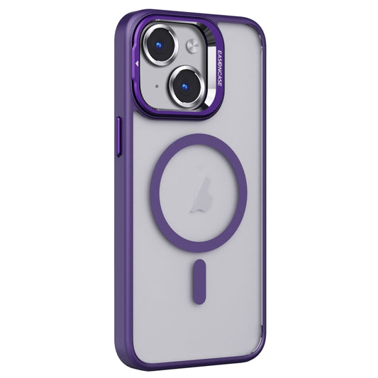 For iPhone 14 Invisible Lens Holder PC + TPU Frosted MagSafe Phone Case(Purple) - iPhone 14 Cases by buy2fix | Online Shopping UK | buy2fix