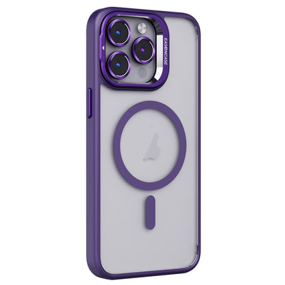 For iPhone 14 Pro Invisible Lens Holder PC + TPU Frosted MagSafe Phone Case(Purple) - iPhone 14 Pro Cases by buy2fix | Online Shopping UK | buy2fix