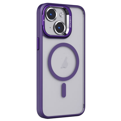 For iPhone 13 Invisible Lens Holder PC + TPU Frosted MagSafe Phone Case(Purple) by buy2fix