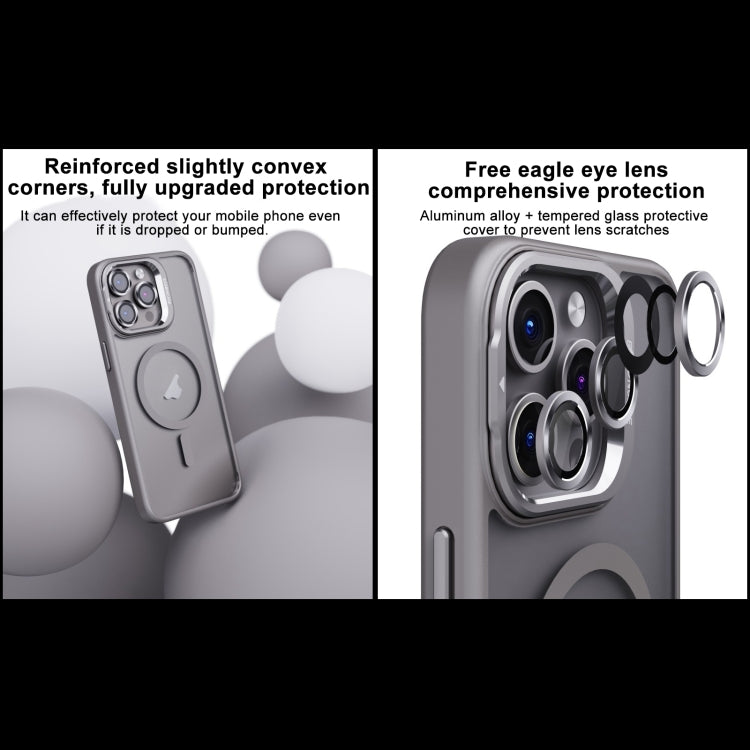 For iPhone 14 Plus Invisible Lens Holder PC + TPU Frosted MagSafe Phone Case(Purple) - iPhone 14 Plus Cases by buy2fix | Online Shopping UK | buy2fix