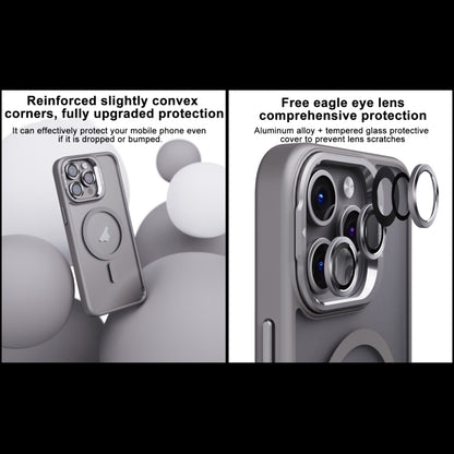 For iPhone 14 Plus Invisible Lens Holder PC + TPU Frosted MagSafe Phone Case(Purple) - iPhone 14 Plus Cases by buy2fix | Online Shopping UK | buy2fix