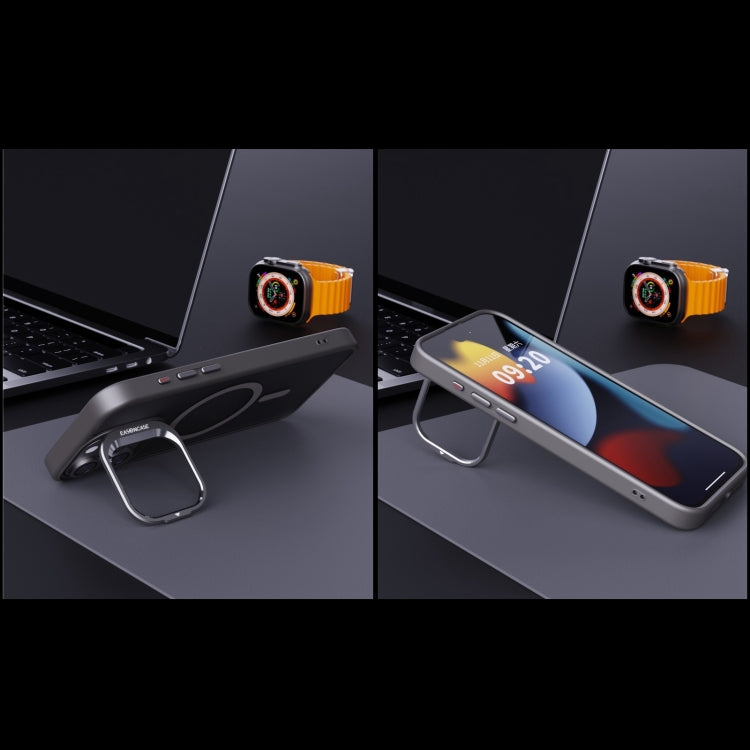 For iPhone 14 Pro Invisible Lens Holder PC + TPU Frosted MagSafe Phone Case(Black) - iPhone 14 Pro Cases by buy2fix | Online Shopping UK | buy2fix