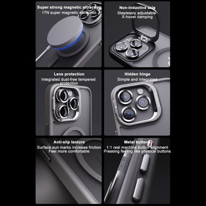 For iPhone 15 Pro Max Invisible Lens Holder PC + TPU Frosted MagSafe Phone Case(Gray) - iPhone 15 Pro Max Cases by buy2fix | Online Shopping UK | buy2fix