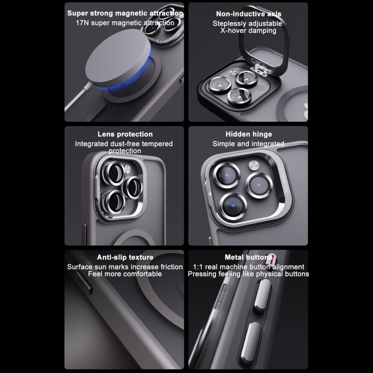 For iPhone 15 Pro Invisible Lens Holder PC + TPU Frosted MagSafe Phone Case(Dark Blue) - iPhone 15 Pro Cases by buy2fix | Online Shopping UK | buy2fix