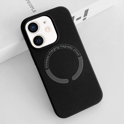 For iPhone 12 MagSafe Magnetic Liquid Silicone Phone Case(Black) by buy2fix