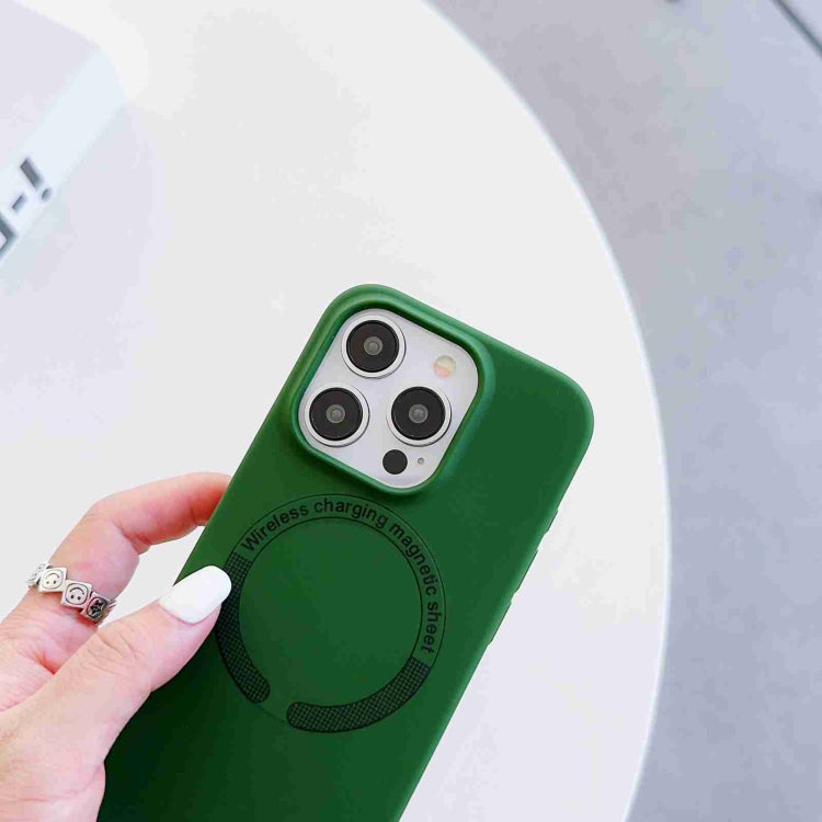 For iPhone 12 Pro Max MagSafe Magnetic Liquid Silicone Phone Case(Green) by buy2fix