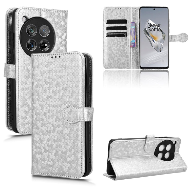 For OnePlus 12 Honeycomb Dot Texture Leather Phone Case(Silver) by buy2fix