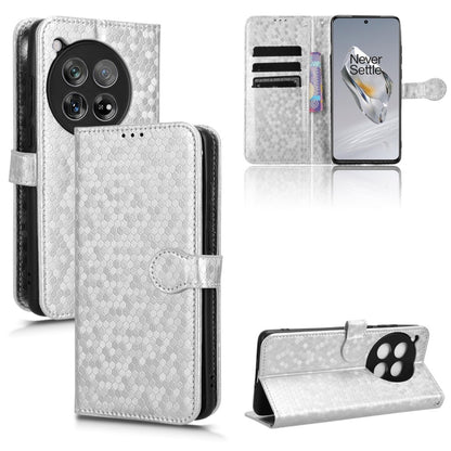 For OnePlus 12 Honeycomb Dot Texture Leather Phone Case(Silver) by buy2fix