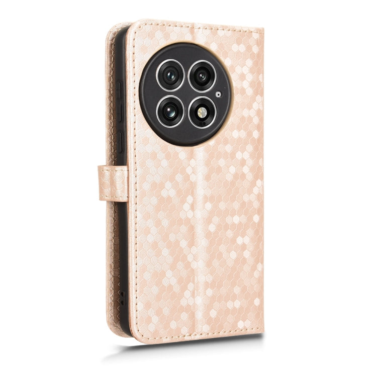 For OnePlus 13 5G Honeycomb Dot Texture Leather Phone Case(Gold) by buy2fix