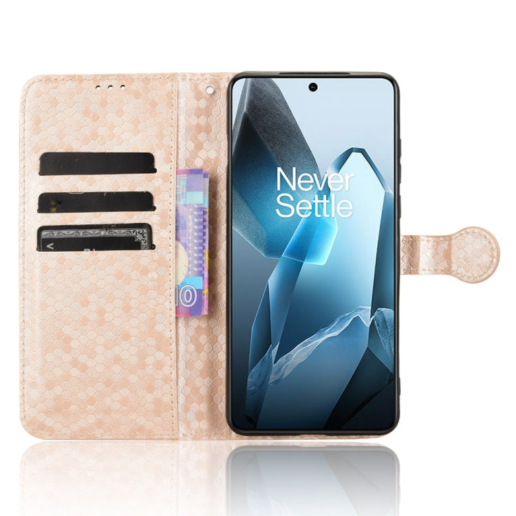 For OnePlus 13 5G Honeycomb Dot Texture Leather Phone Case(Gold) by buy2fix
