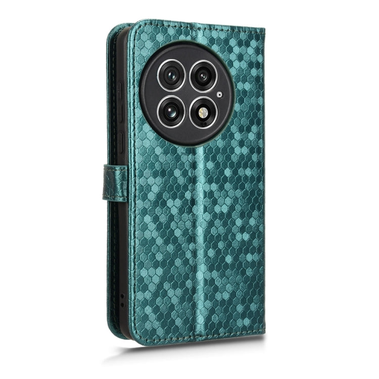 For OnePlus 13 5G Honeycomb Dot Texture Leather Phone Case(Green) by buy2fix