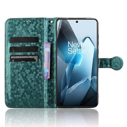 For OnePlus 13 5G Honeycomb Dot Texture Leather Phone Case(Green) by buy2fix