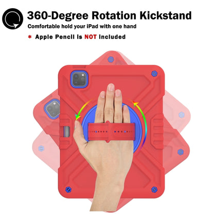 For iPad Air 2022 10.9 / Pro 11 2022 X Rotation PC Hybrid Silicone Tablet Case with Strap(Red Blue) - iPad 2025 / 2022 Cases by buy2fix | Online Shopping UK | buy2fix