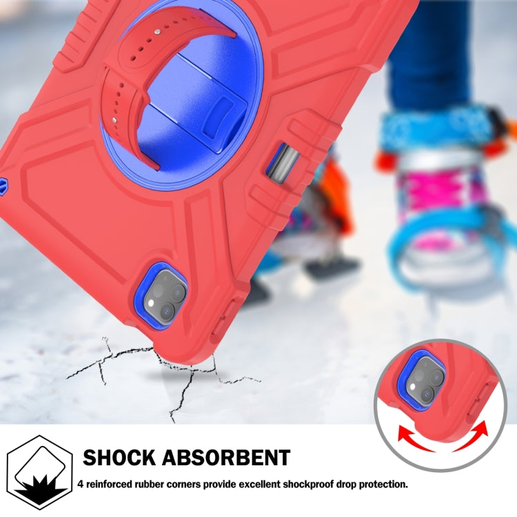 For iPad Air 2022 10.9 / Pro 11 2022 X Rotation PC Hybrid Silicone Tablet Case with Strap(Red Blue) - iPad 2025 / 2022 Cases by buy2fix | Online Shopping UK | buy2fix