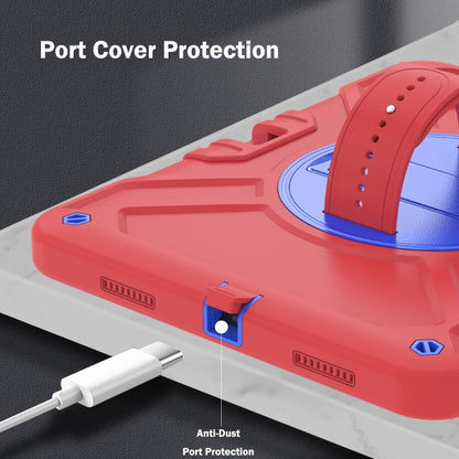 For iPad Air 2022 10.9 / Pro 11 2022 X Rotation PC Hybrid Silicone Tablet Case with Strap(Red Blue) - iPad 2025 / 2022 Cases by buy2fix | Online Shopping UK | buy2fix