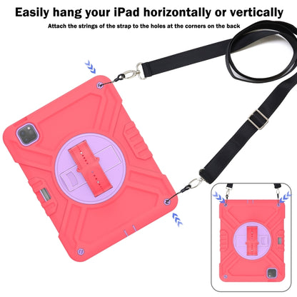 For iPad Air 2022 10.9 / Pro 11 2022 X Rotation PC Hybrid Silicone Tablet Case with Strap(Red Purple) - iPad 2025 / 2022 Cases by buy2fix | Online Shopping UK | buy2fix