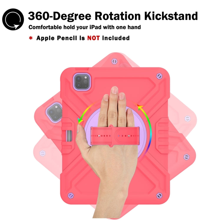 For iPad Air 2022 10.9 / Pro 11 2022 X Rotation PC Hybrid Silicone Tablet Case with Strap(Red Purple) - iPad 2025 / 2022 Cases by buy2fix | Online Shopping UK | buy2fix