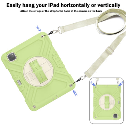 For iPad Air 2022 10.9 / Pro 11 2022 X Rotation PC Hybrid Silicone Tablet Case with Strap(Yellow Green White) - iPad 2025 / 2022 Cases by buy2fix | Online Shopping UK | buy2fix