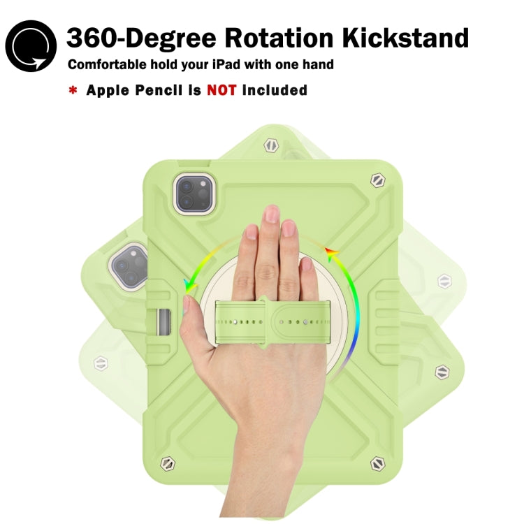 For iPad Air 2022 10.9 / Pro 11 2022 X Rotation PC Hybrid Silicone Tablet Case with Strap(Yellow Green White) - iPad 2025 / 2022 Cases by buy2fix | Online Shopping UK | buy2fix