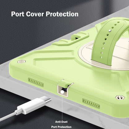For iPad Air 2022 10.9 / Pro 11 2022 X Rotation PC Hybrid Silicone Tablet Case with Strap(Yellow Green White) - iPad 2025 / 2022 Cases by buy2fix | Online Shopping UK | buy2fix