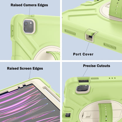 For iPad Air 2022 10.9 / Pro 11 2022 X Rotation PC Hybrid Silicone Tablet Case with Strap(Yellow Green White) - iPad 2025 / 2022 Cases by buy2fix | Online Shopping UK | buy2fix