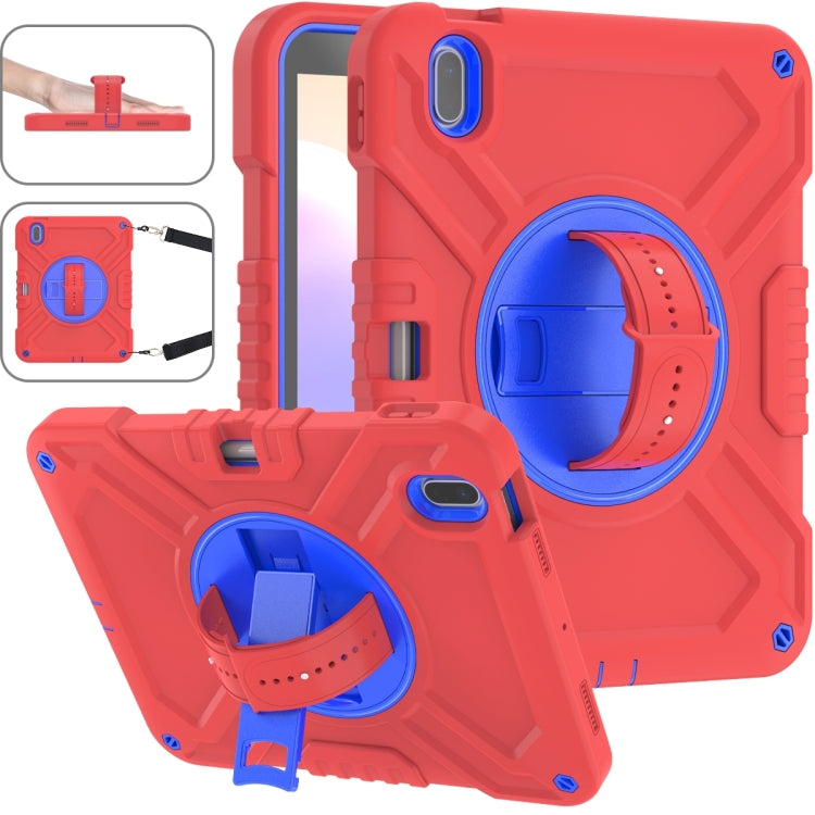 For iPad 2025 / 2022 X Rotation PC Hybrid Silicone Tablet Case with Strap(Red Blue) - iPad 2025 / 2022 Cases by buy2fix | Online Shopping UK | buy2fix