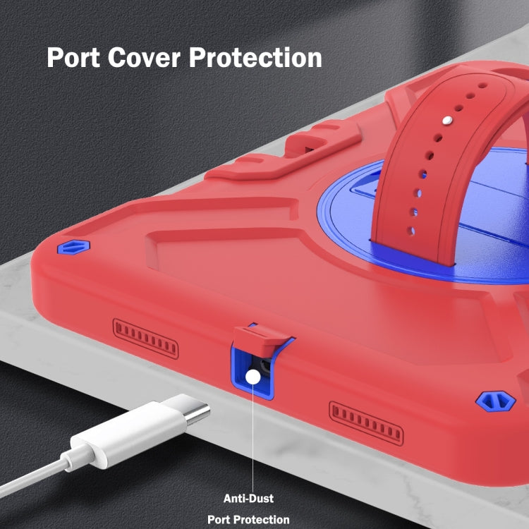 For iPad 2025 / 2022 X Rotation PC Hybrid Silicone Tablet Case with Strap(Red Blue) - iPad 2025 / 2022 Cases by buy2fix | Online Shopping UK | buy2fix