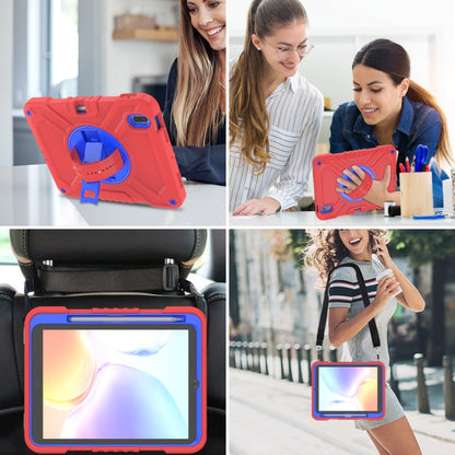 For iPad 2025 / 2022 X Rotation PC Hybrid Silicone Tablet Case with Strap(Red Blue) - iPad 2025 / 2022 Cases by buy2fix | Online Shopping UK | buy2fix