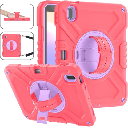 For iPad 2025 / 2022 X Rotation PC Hybrid Silicone Tablet Case with Strap(Red Purple) - iPad 2025 / 2022 Cases by buy2fix | Online Shopping UK | buy2fix