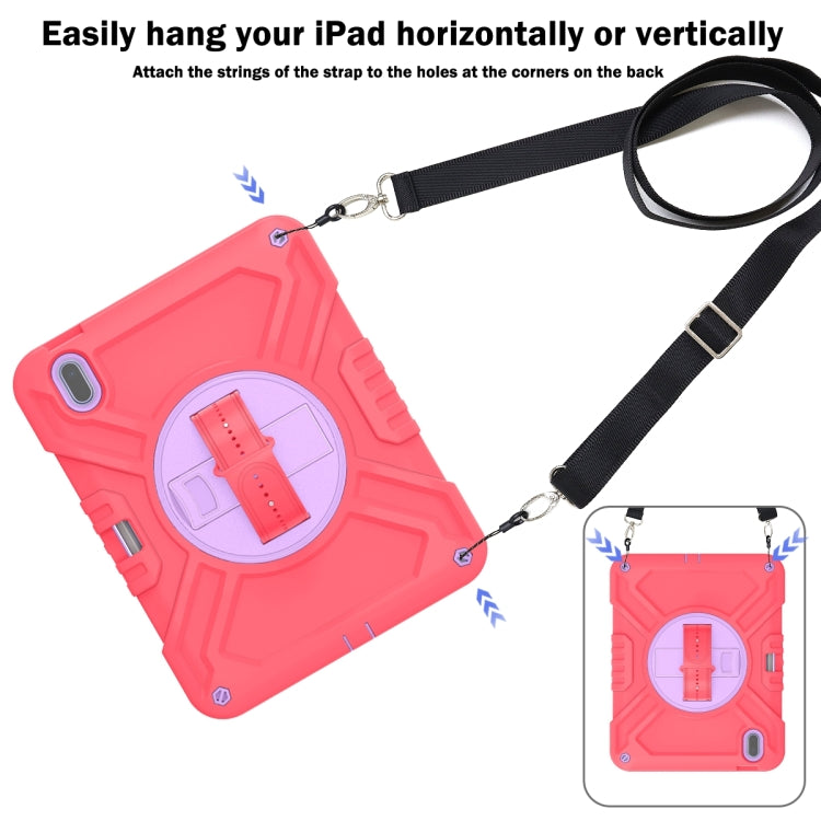 For iPad 2025 / 2022 X Rotation PC Hybrid Silicone Tablet Case with Strap(Red Purple) - iPad 2025 / 2022 Cases by buy2fix | Online Shopping UK | buy2fix