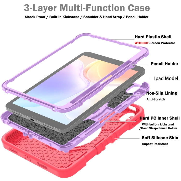 For iPad 2025 / 2022 X Rotation PC Hybrid Silicone Tablet Case with Strap(Red Purple) - iPad 2025 / 2022 Cases by buy2fix | Online Shopping UK | buy2fix