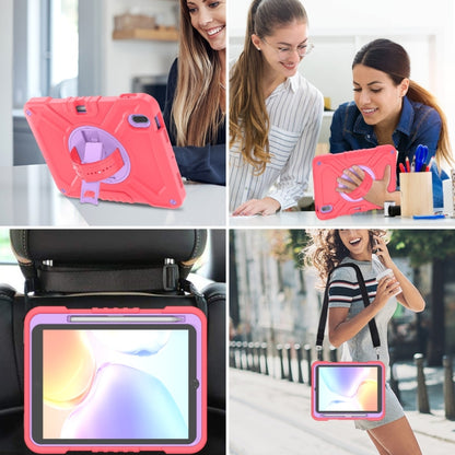 For iPad 2025 / 2022 X Rotation PC Hybrid Silicone Tablet Case with Strap(Red Purple) - iPad 2025 / 2022 Cases by buy2fix | Online Shopping UK | buy2fix